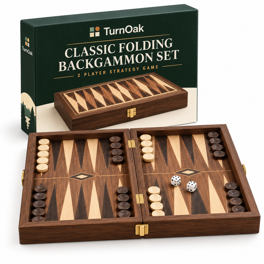 TurnOakGames Classic Folding Backgammon Set