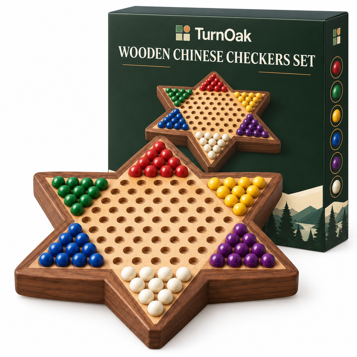 TurnOakGames Wooden Chinese Checkers Set