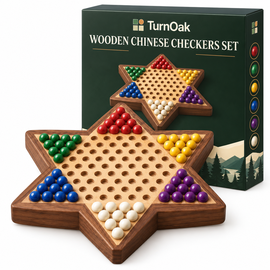 TurnOakGames Wooden Chinese Checkers Set
